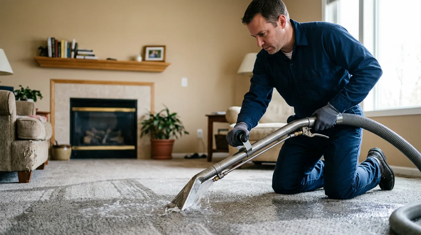 Water damage restoration technician working near Grady, AR